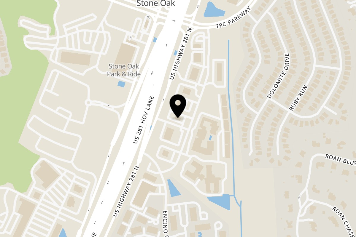 Map showing the location of Golden Chick San Antonio on 22002 U.S. Hwy 281 N in San Antonio