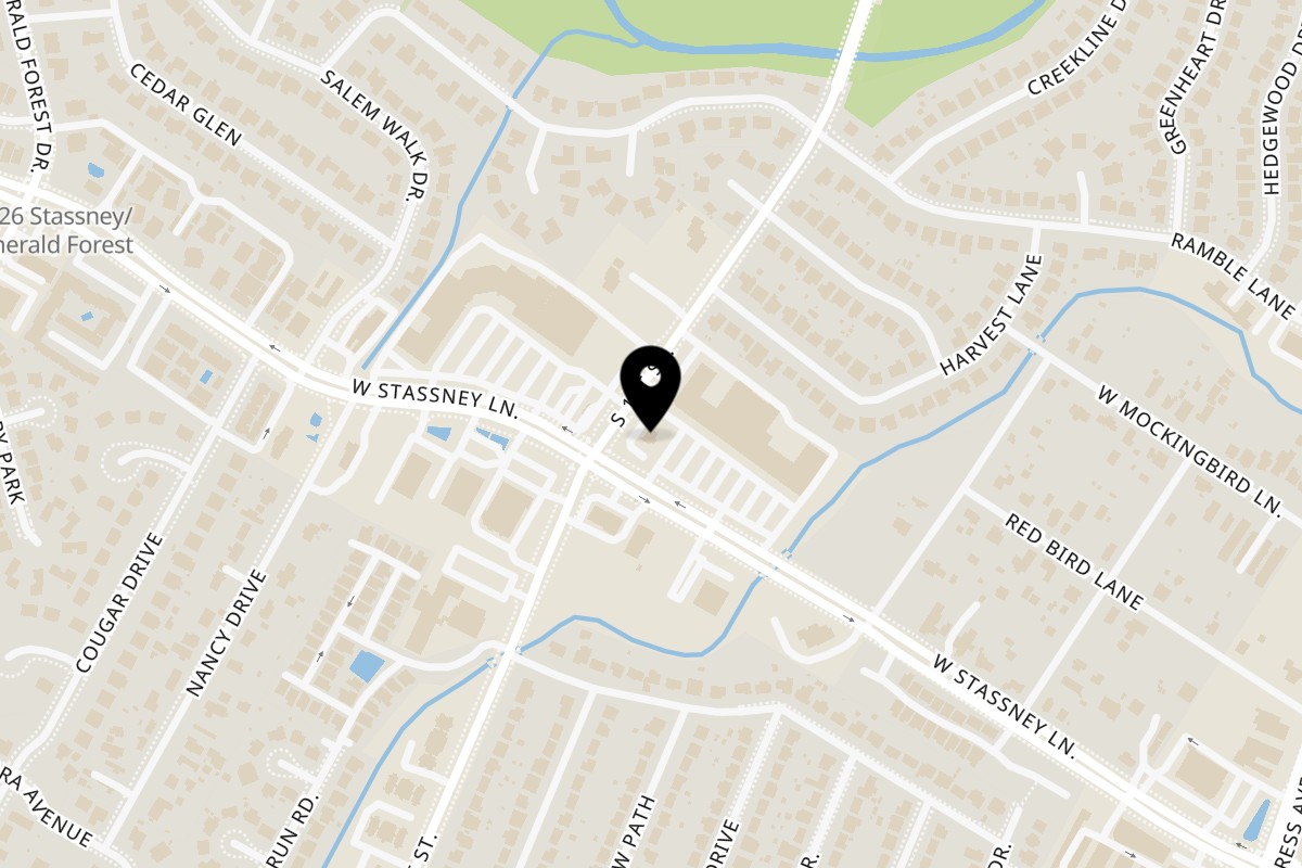 Map showing the location of Golden Chick Austin Stassney Lane on 616 W Stassney Ln in Austin