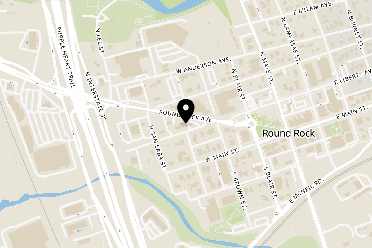 Map showing the location of Golden Chick Round Rock Avenue on 400 Round Rock Ave in Round Rock
