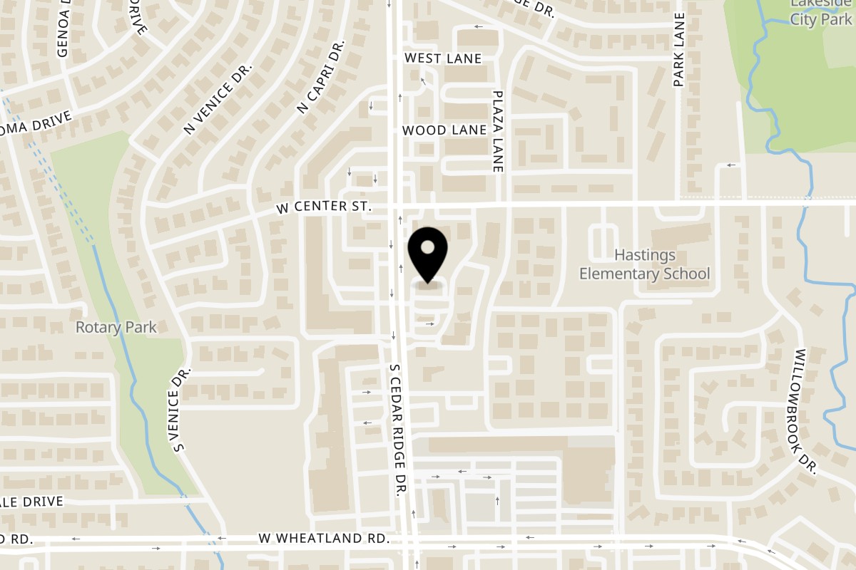 Map showing the location of Golden Chick Duncanville Cedar Ridge on 202 S Cedar Ridge Dr in Duncanville