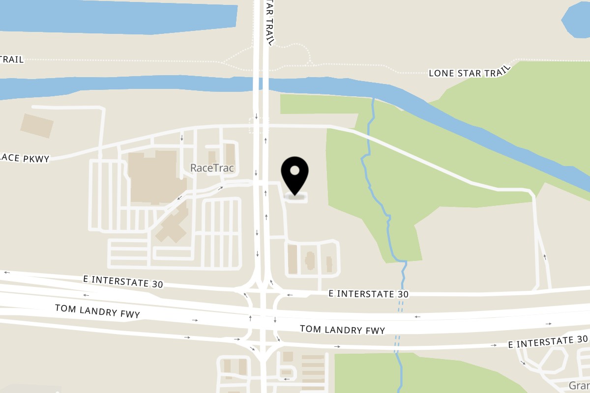 Map showing the location of Golden Chick Grand Prairie North on 1128 N Belt Line Rd in Grand Prairie
