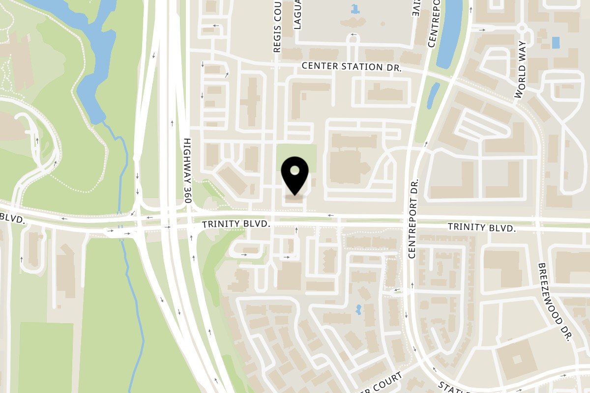 Map showing the location of Golden Chick Trinity Blvd on 14205 Trinity Blvd in Fort Worth
