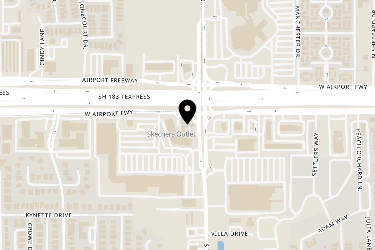 Map showing the location of Golden Chick Euless Industrial Boulevard on 100 S Industrial Blvd in Euless