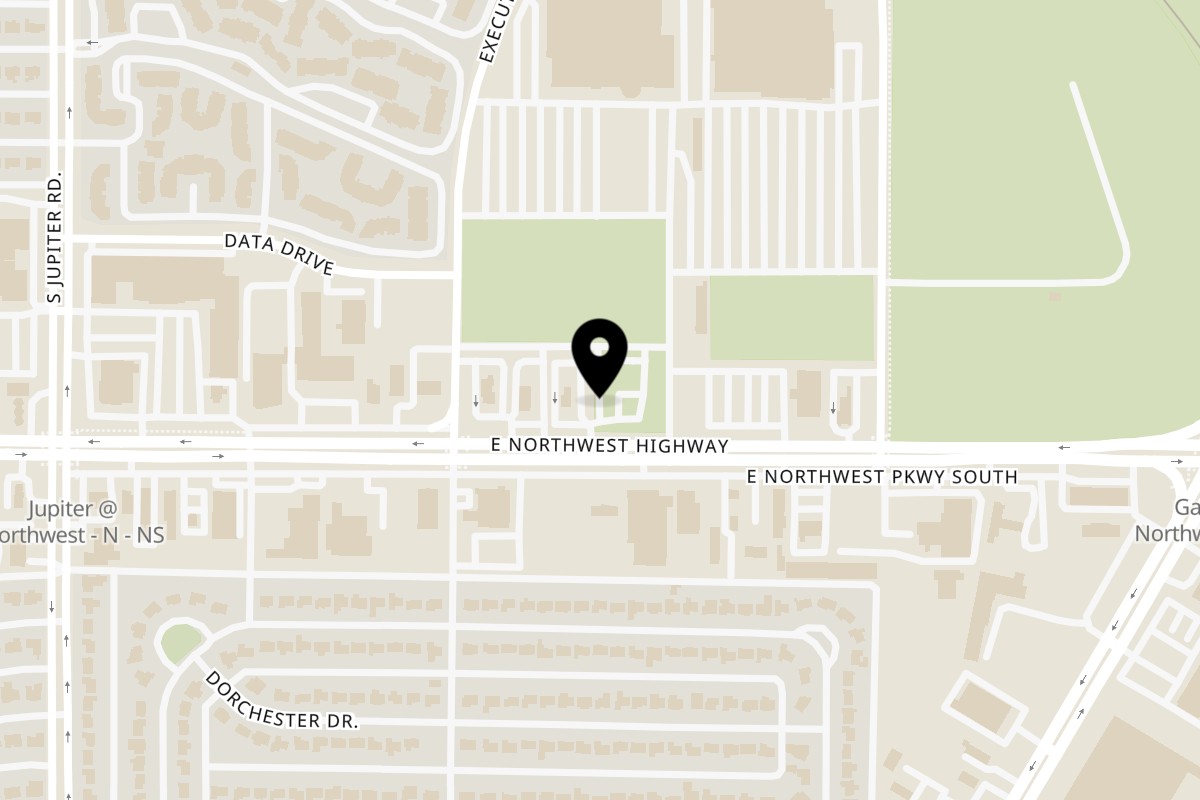 Map showing the location of Golden Chick Dallas Northwest Highway on 11805 E NW Hwy in Dallas